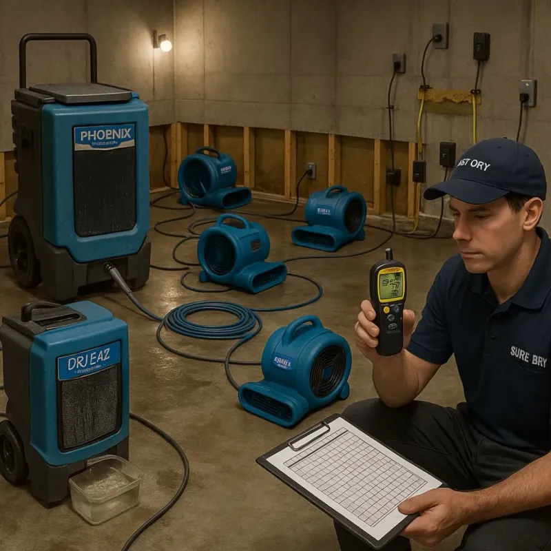 Structural Drying and Dehumidification process in Holly Hill, SC